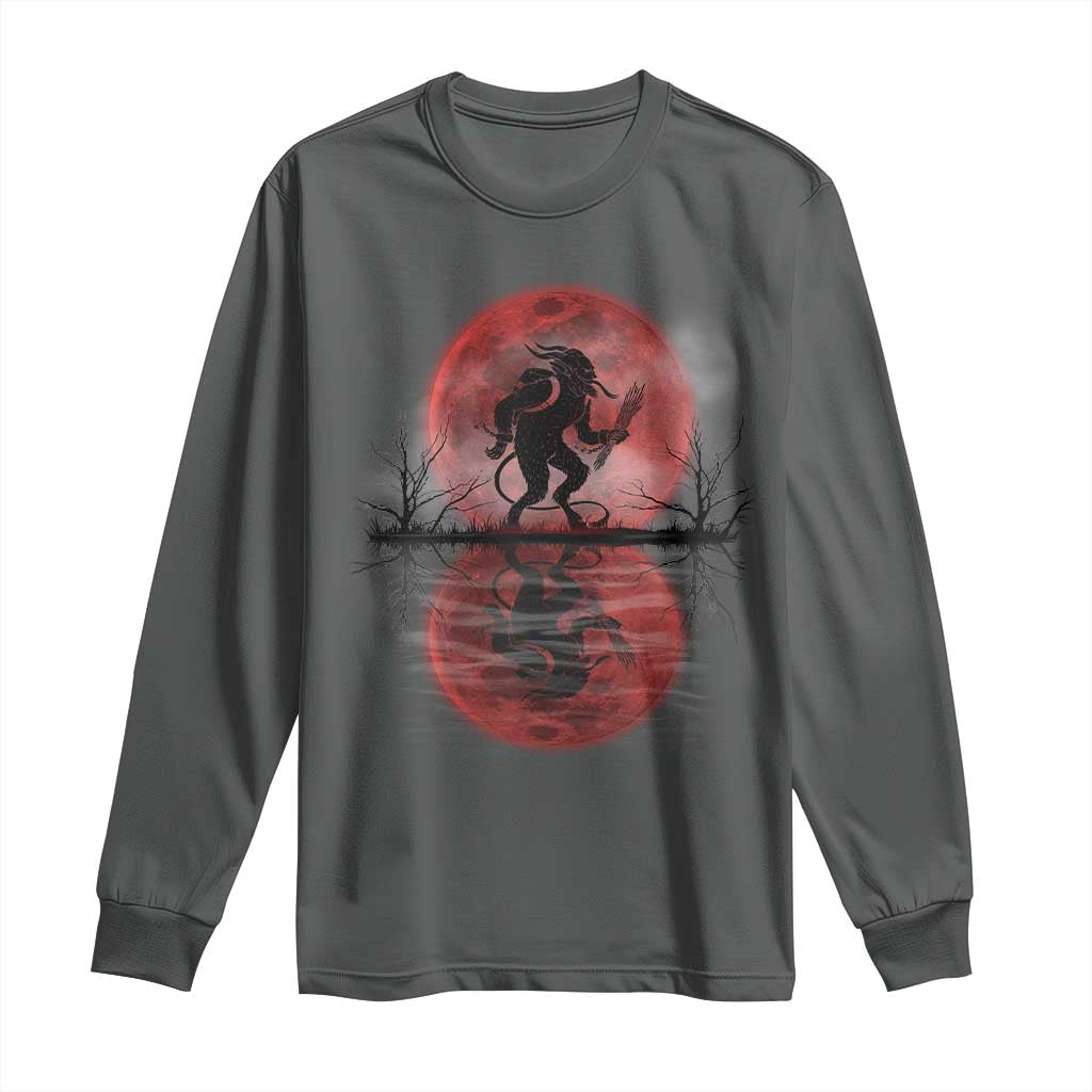 Christmas Krampus Long Sleeve Shirt Scary Horror Goth Xmas Blood Moon Ugly Sweater Evil Pajama