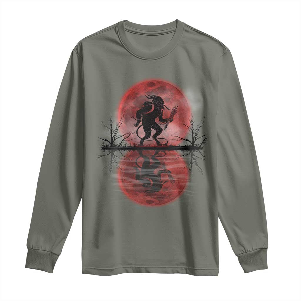 Christmas Krampus Long Sleeve Shirt Scary Horror Goth Xmas Blood Moon Ugly Sweater Evil Pajama