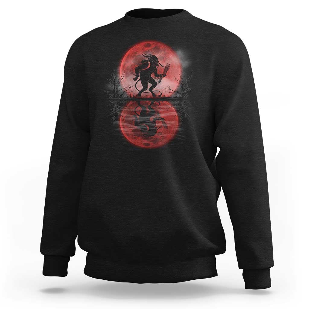 Christmas Krampus Sweatshirt Scary Horror Goth Xmas Blood Moon Ugly Sweater Evil Pajama - Wonder Print Shop