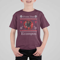 Christmas Krampus T Shirt For Kid Goth Xmas Gruss Von Krampus Ugly Christmas Sweater Evil Pajama - Wonder Print Shop