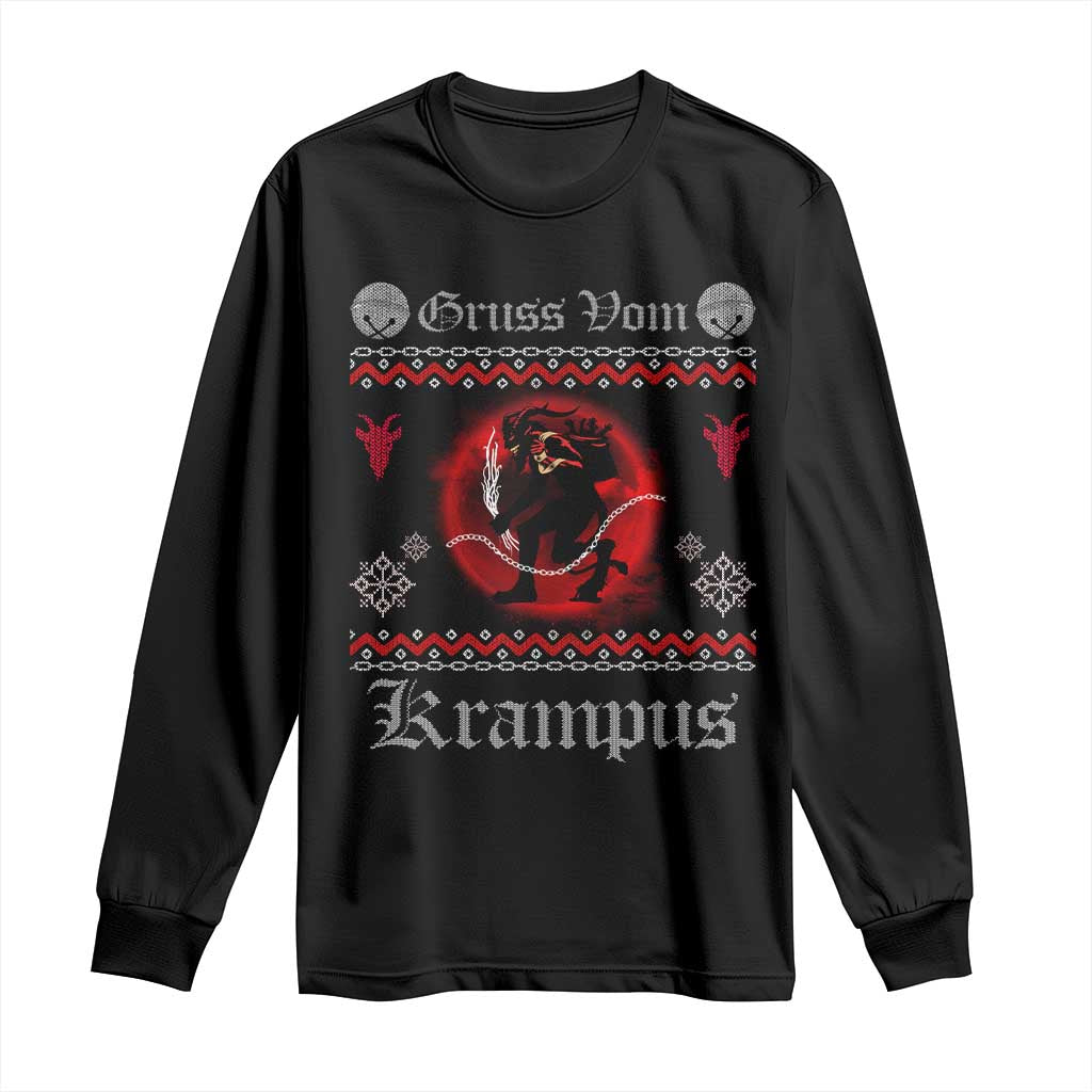Christmas Krampus Long Sleeve Shirt Goth Xmas Gruss Von Krampus Ugly Christmas Sweater Evil Pajama