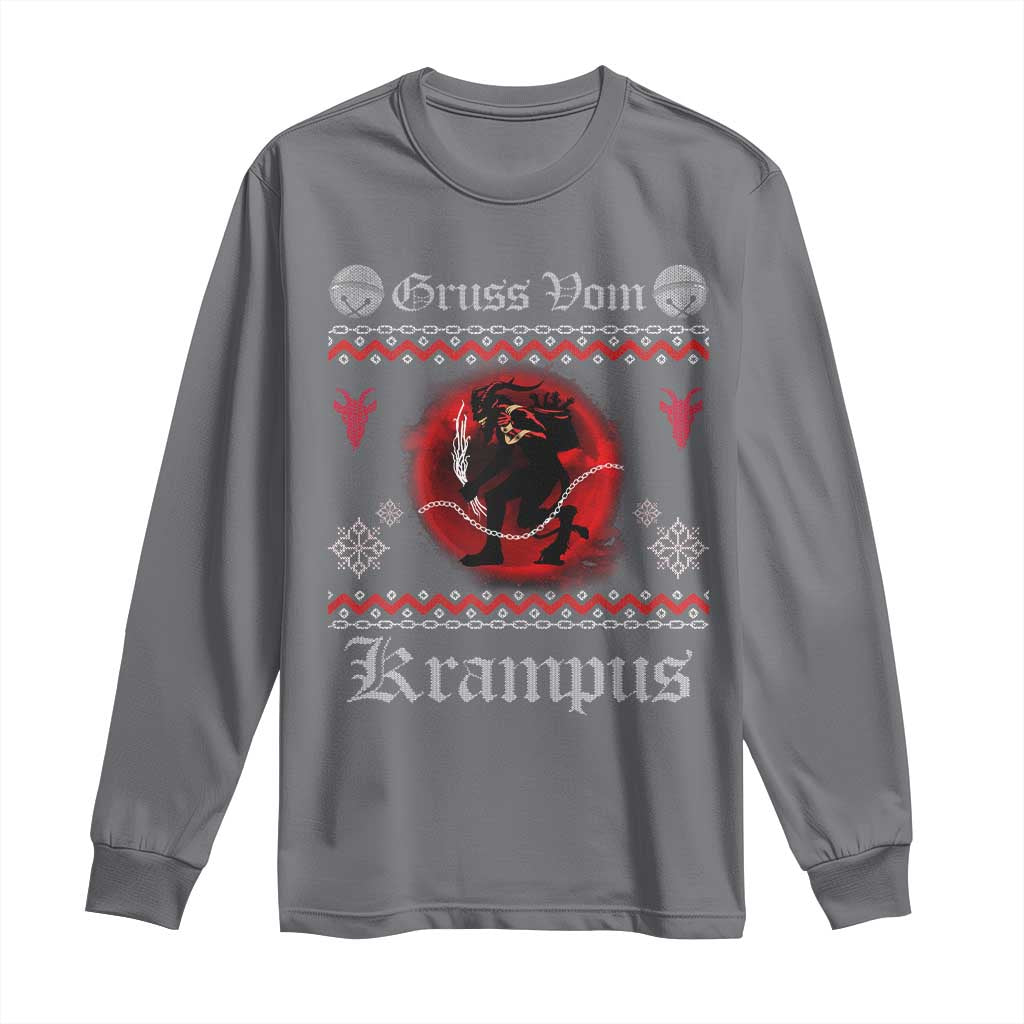 Christmas Krampus Long Sleeve Shirt Goth Xmas Gruss Von Krampus Ugly Christmas Sweater Evil Pajama