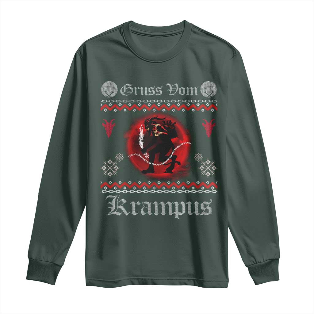 Christmas Krampus Long Sleeve Shirt Goth Xmas Gruss Von Krampus Ugly Christmas Sweater Evil Pajama