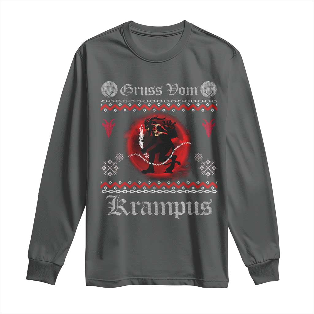 Christmas Krampus Long Sleeve Shirt Goth Xmas Gruss Von Krampus Ugly Christmas Sweater Evil Pajama