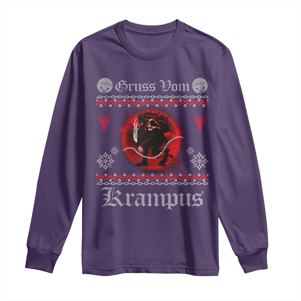 Christmas Krampus Long Sleeve Shirt Goth Xmas Gruss Von Krampus Ugly Christmas Sweater Evil Pajama