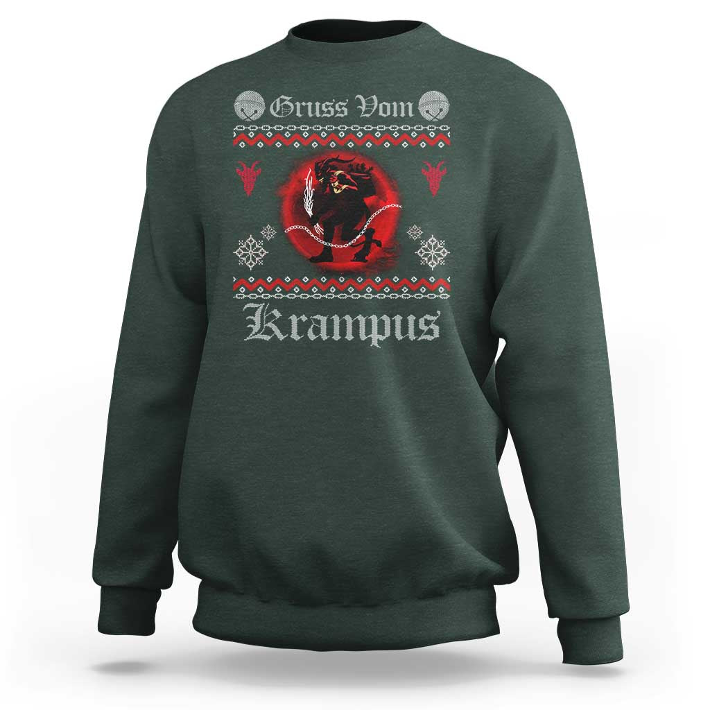 Christmas Krampus Sweatshirt Goth Xmas Gruss Von Krampus Ugly Christmas Sweater Evil Pajama - Wonder Print Shop