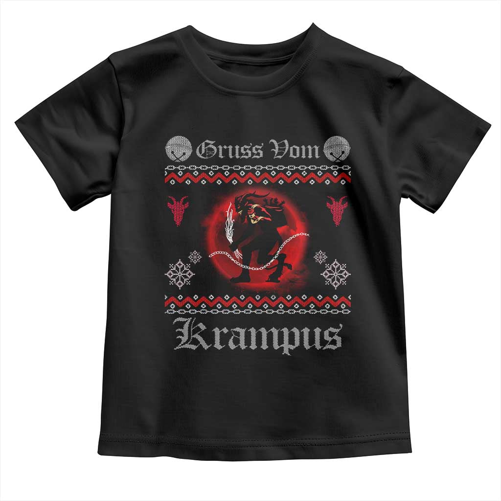 Christmas Krampus Toddler T Shirt Goth Xmas Gruss Von Krampus Ugly Christmas Sweater Evil Pajama