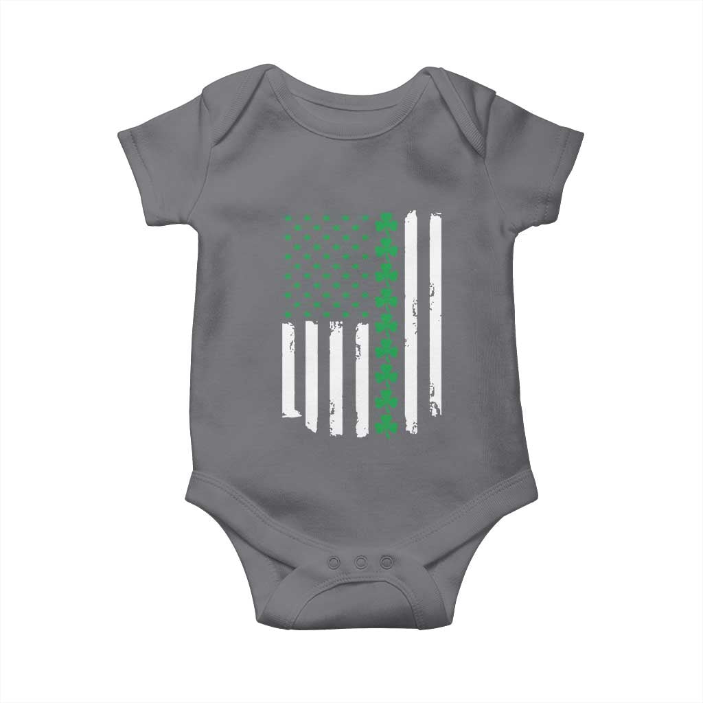 Vintage St. Patricks Day American Flag Shamrocks Baby Onesie