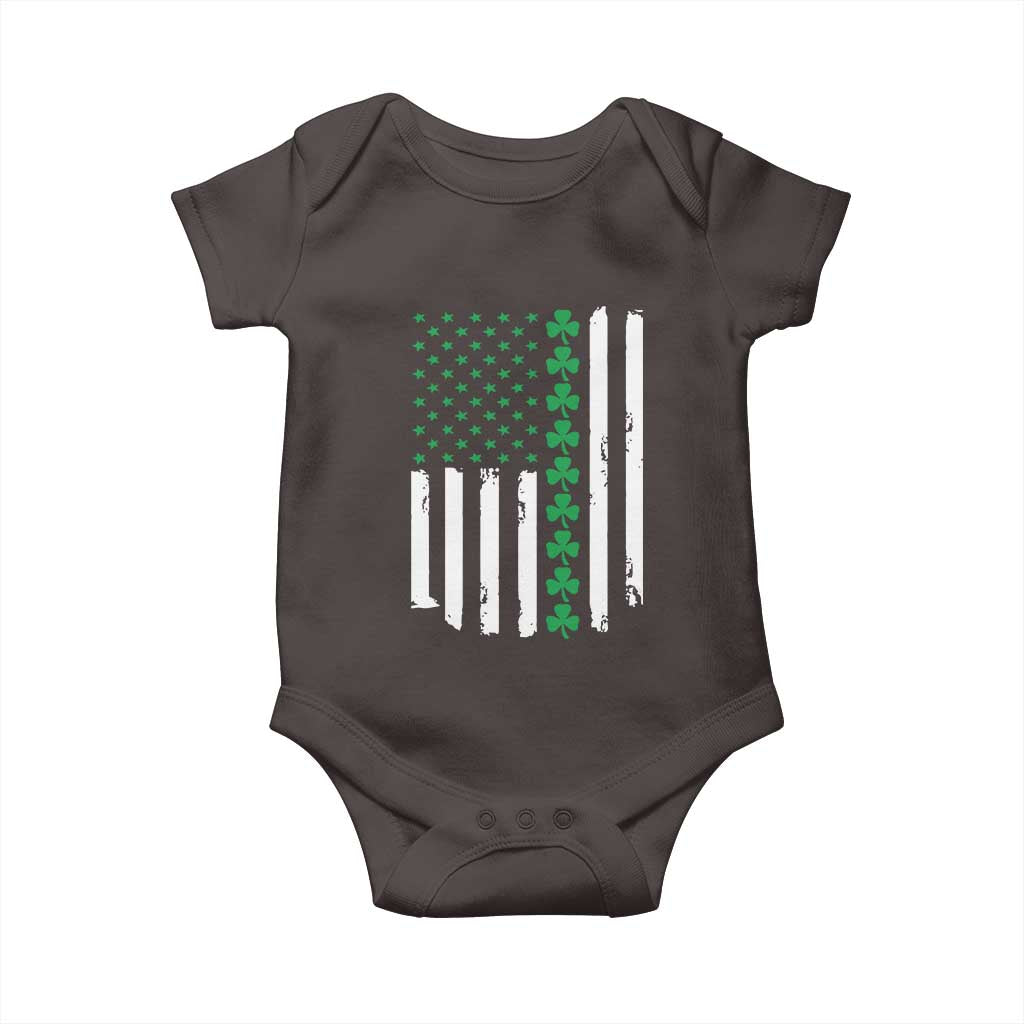 Vintage St. Patricks Day American Flag Shamrocks Baby Onesie