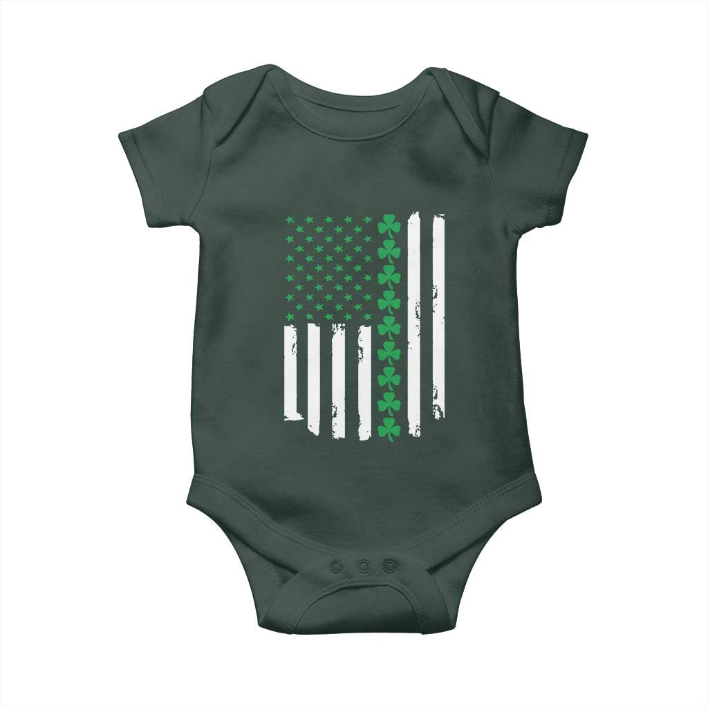 Vintage St. Patricks Day American Flag Shamrocks Baby Onesie