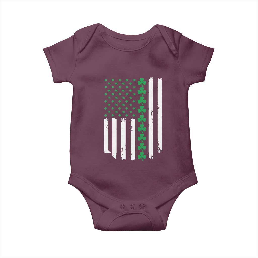 Vintage St. Patricks Day American Flag Shamrocks Baby Onesie
