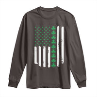 Vintage St. Patricks Day American Flag Shamrocks Long Sleeve Shirt