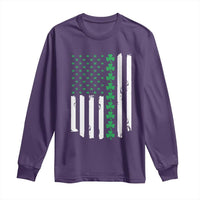 Vintage St. Patricks Day American Flag Shamrocks Long Sleeve Shirt