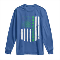 Vintage St. Patricks Day American Flag Shamrocks Long Sleeve Shirt