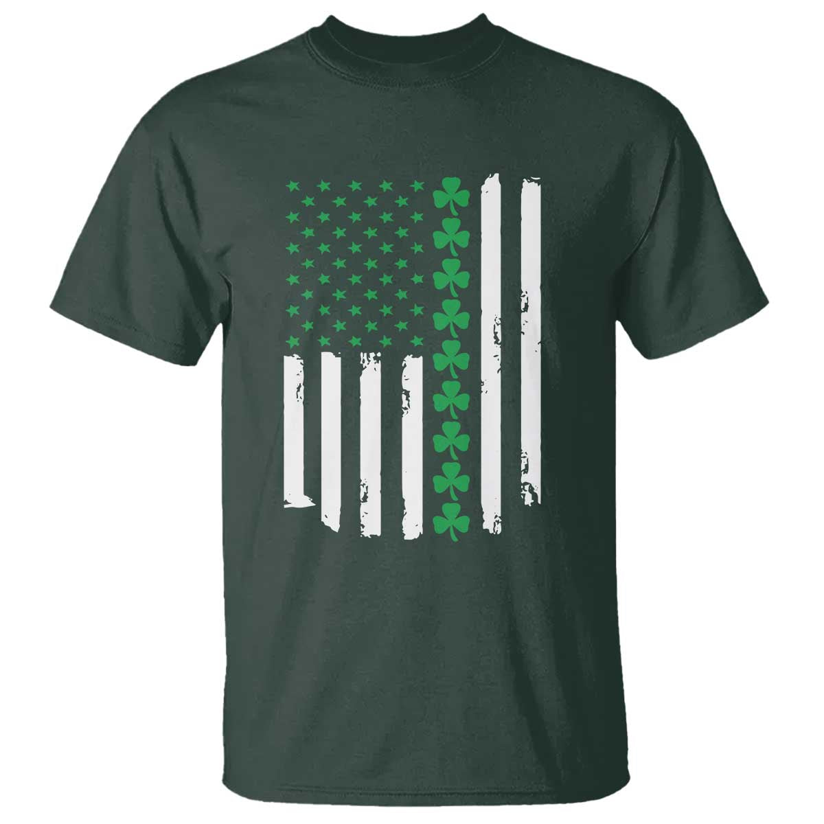 Vintage St. Patricks Day American Flag Shamrocks T Shirt