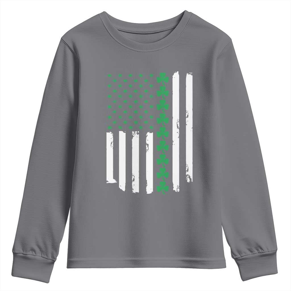 Vintage St. Patricks Day American Flag Shamrocks Youth Sweatshirt