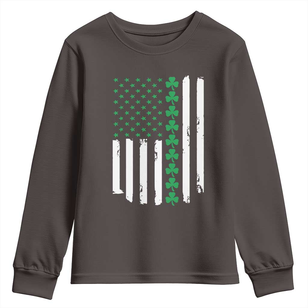 Vintage St. Patricks Day American Flag Shamrocks Youth Sweatshirt