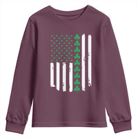 Vintage St. Patricks Day American Flag Shamrocks Youth Sweatshirt