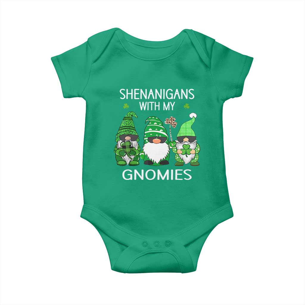 Lucky St Patricks Day Gnomes Baby Onesie Shamrock Leopard Gnome Irish