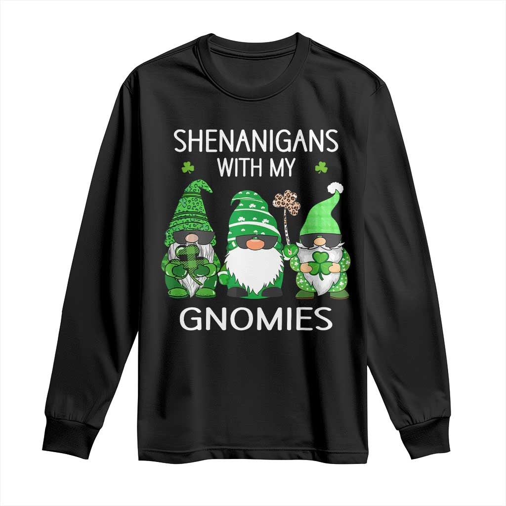Lucky St Patricks Day Gnomes Long Sleeve Shirt Shamrock Leopard Gnome Irish