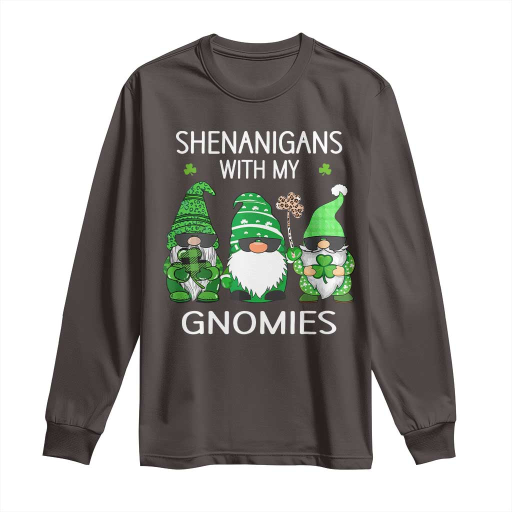 Lucky St Patricks Day Gnomes Long Sleeve Shirt Shamrock Leopard Gnome Irish