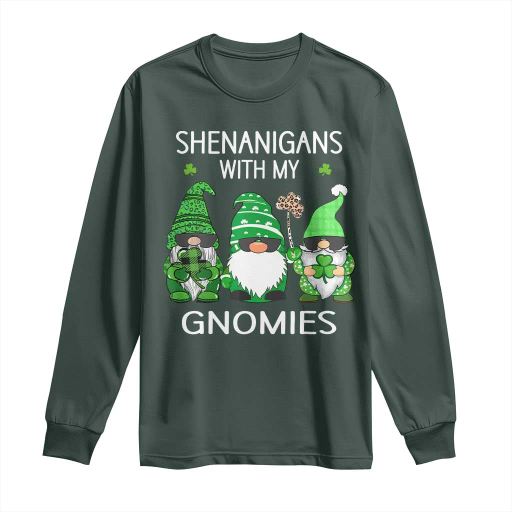 Lucky St Patricks Day Gnomes Long Sleeve Shirt Shamrock Leopard Gnome Irish
