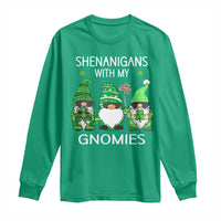 Lucky St Patricks Day Gnomes Long Sleeve Shirt Shamrock Leopard Gnome Irish