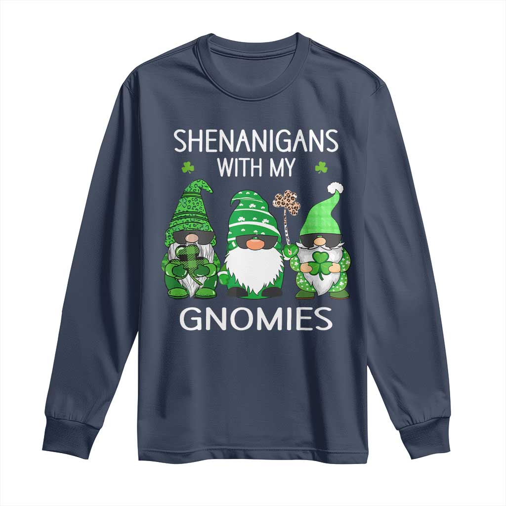 Lucky St Patricks Day Gnomes Long Sleeve Shirt Shamrock Leopard Gnome Irish