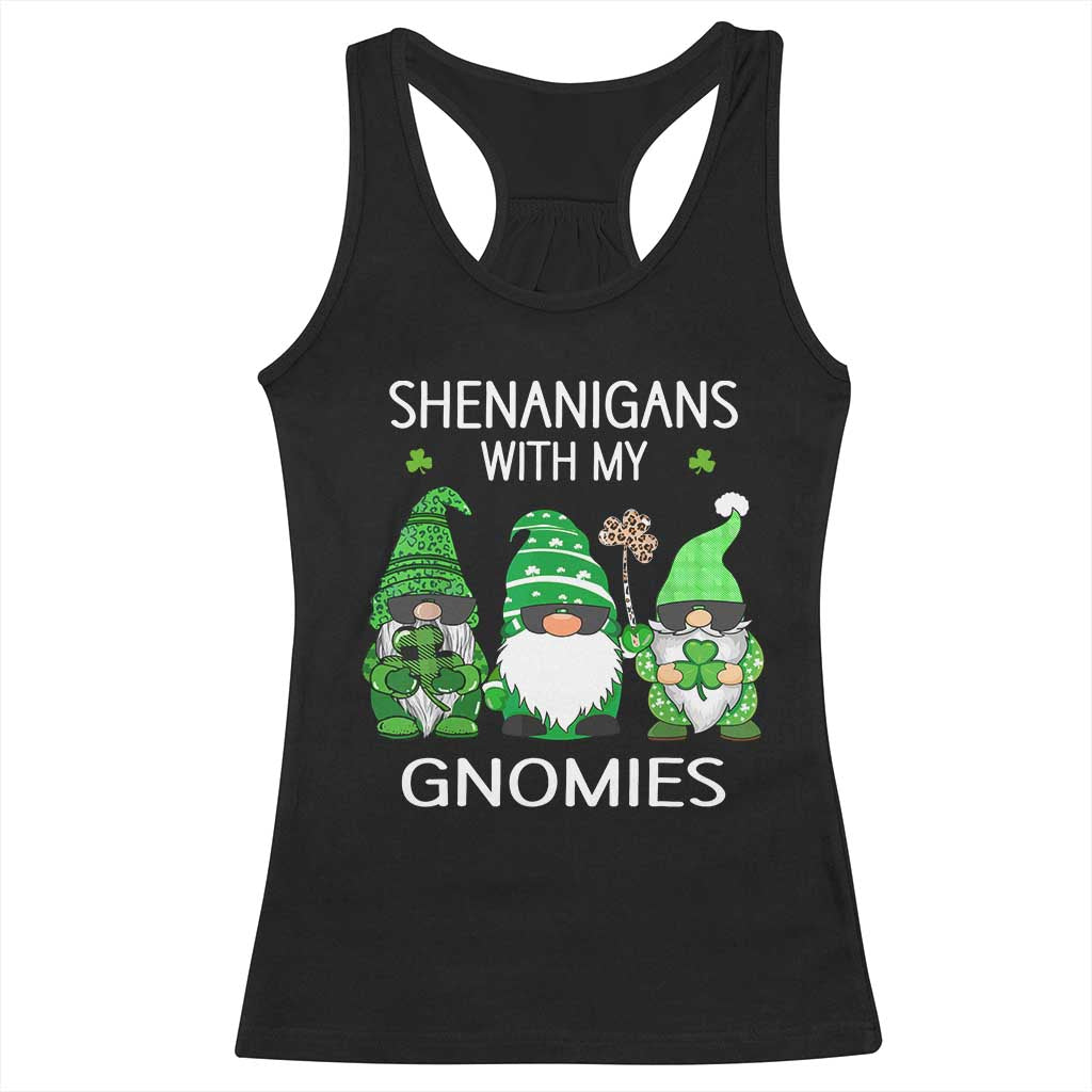 Lucky St Patricks Day Gnomes Racerback Tank Top Shamrock Leopard Gnome Irish