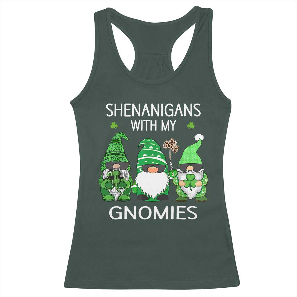 Lucky St Patricks Day Gnomes Racerback Tank Top Shamrock Leopard Gnome Irish