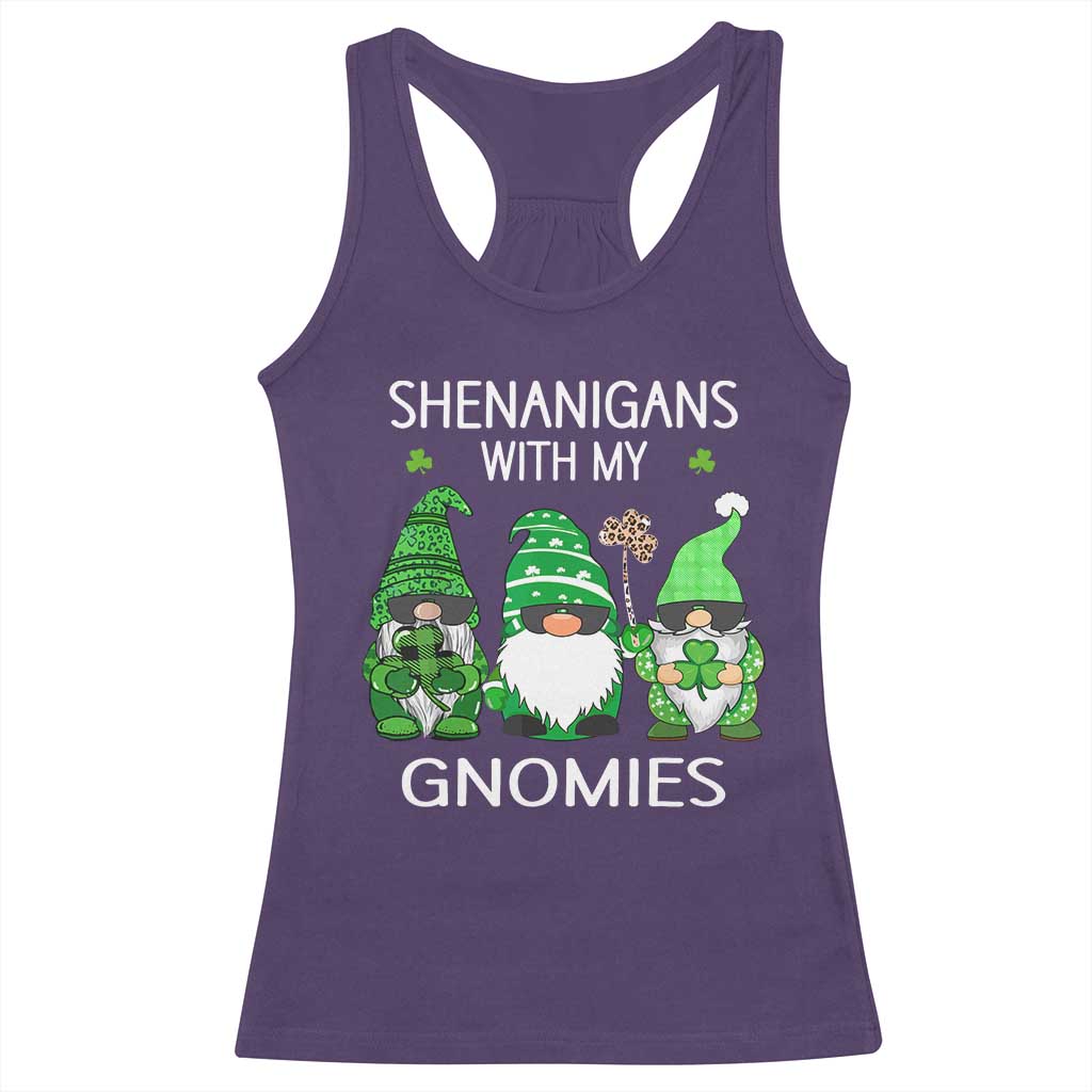 Lucky St Patricks Day Gnomes Racerback Tank Top Shamrock Leopard Gnome Irish
