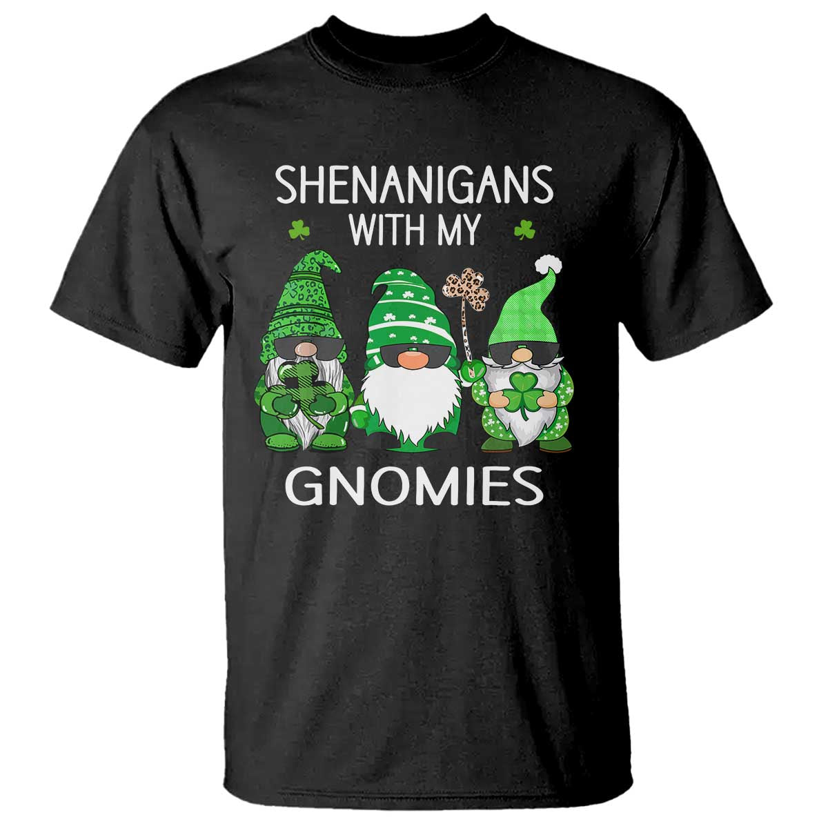 Lucky St Patricks Day Gnomes T Shirt Shamrock Leopard Gnome Irish
