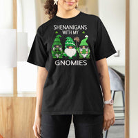 Lucky St Patricks Day Gnomes T Shirt For Women Shamrock Leopard Gnome Irish