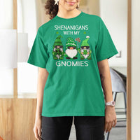 Lucky St Patricks Day Gnomes T Shirt For Women Shamrock Leopard Gnome Irish