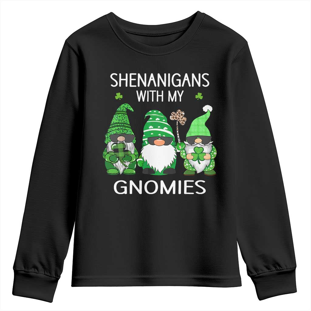 Lucky St Patricks Day Gnomes Youth Sweatshirt Shamrock Leopard Gnome Irish