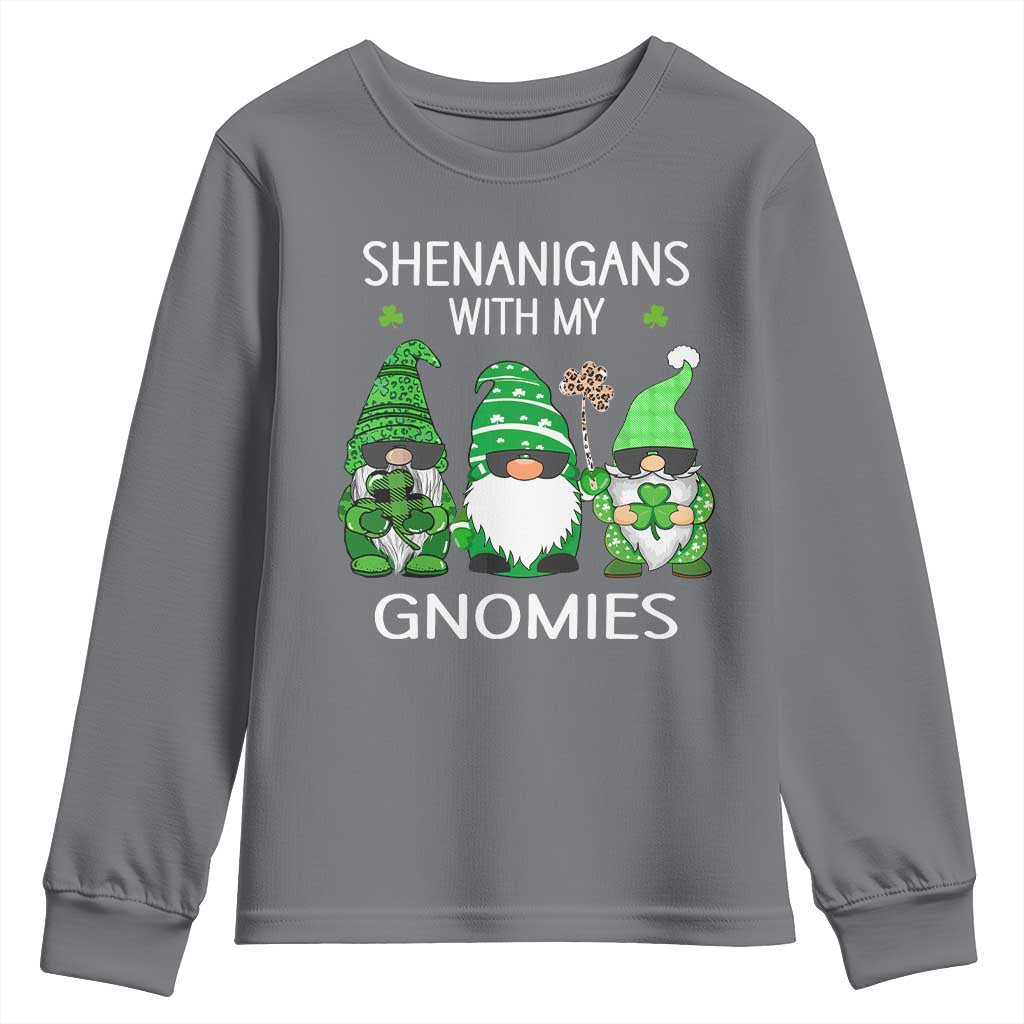 Lucky St Patricks Day Gnomes Youth Sweatshirt Shamrock Leopard Gnome Irish