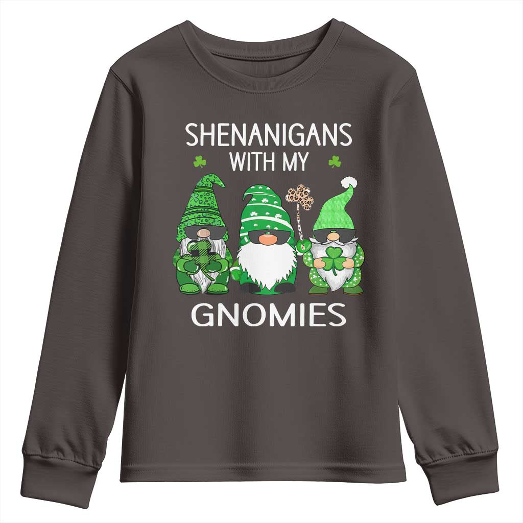 Lucky St Patricks Day Gnomes Youth Sweatshirt Shamrock Leopard Gnome Irish