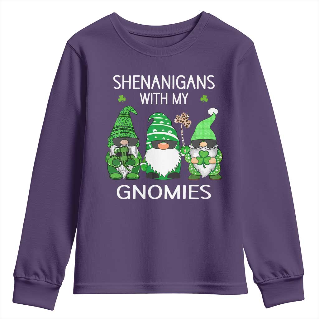 Lucky St Patricks Day Gnomes Youth Sweatshirt Shamrock Leopard Gnome Irish