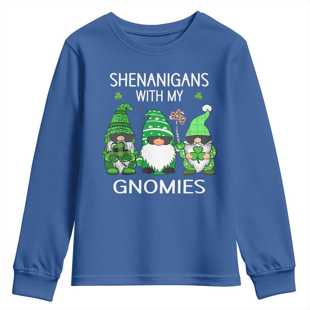 Lucky St Patricks Day Gnomes Youth Sweatshirt Shamrock Leopard Gnome Irish
