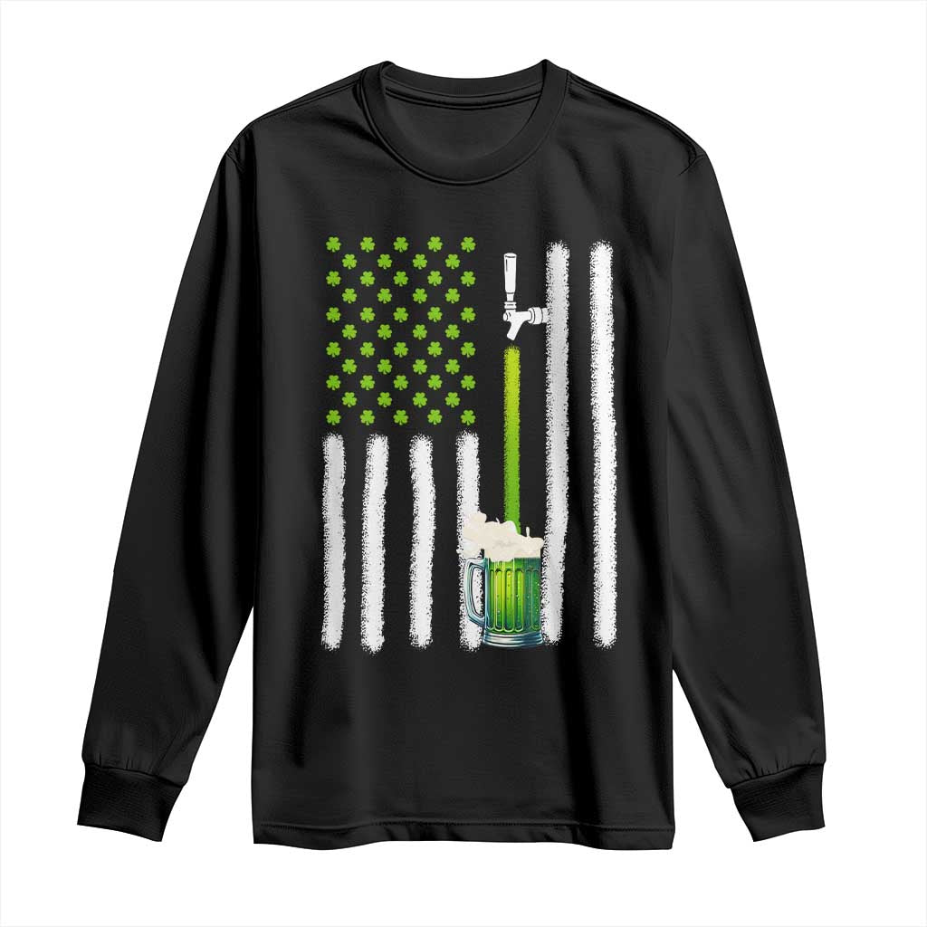 St. Patricks Day Irish Beer American Flag Long Sleeve Shirt Brewery Craft Beer