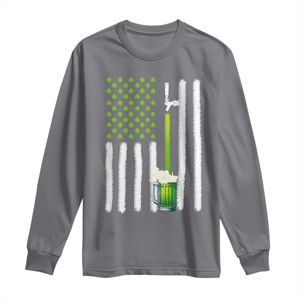 St. Patricks Day Irish Beer American Flag Long Sleeve Shirt Brewery Craft Beer