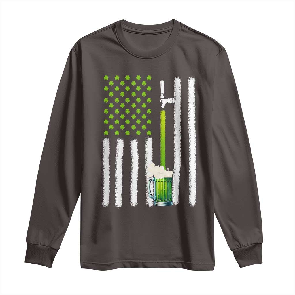 St. Patricks Day Irish Beer American Flag Long Sleeve Shirt Brewery Craft Beer