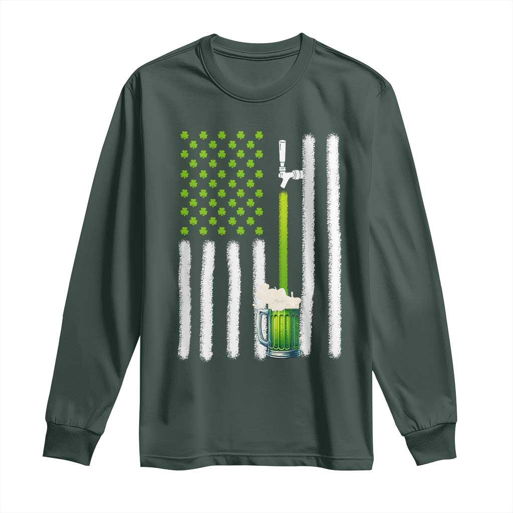St. Patricks Day Irish Beer American Flag Long Sleeve Shirt Brewery Craft Beer