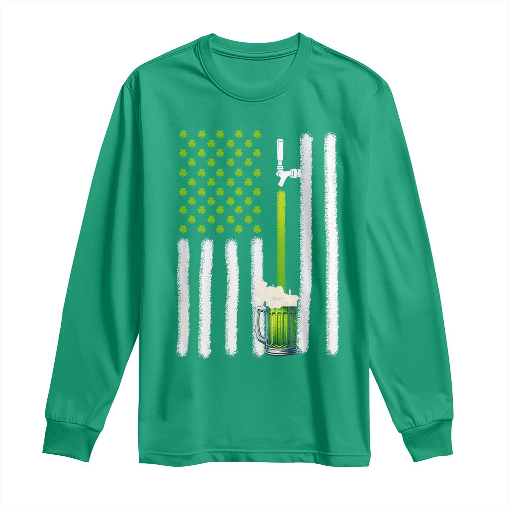 St. Patricks Day Irish Beer American Flag Long Sleeve Shirt Brewery Craft Beer