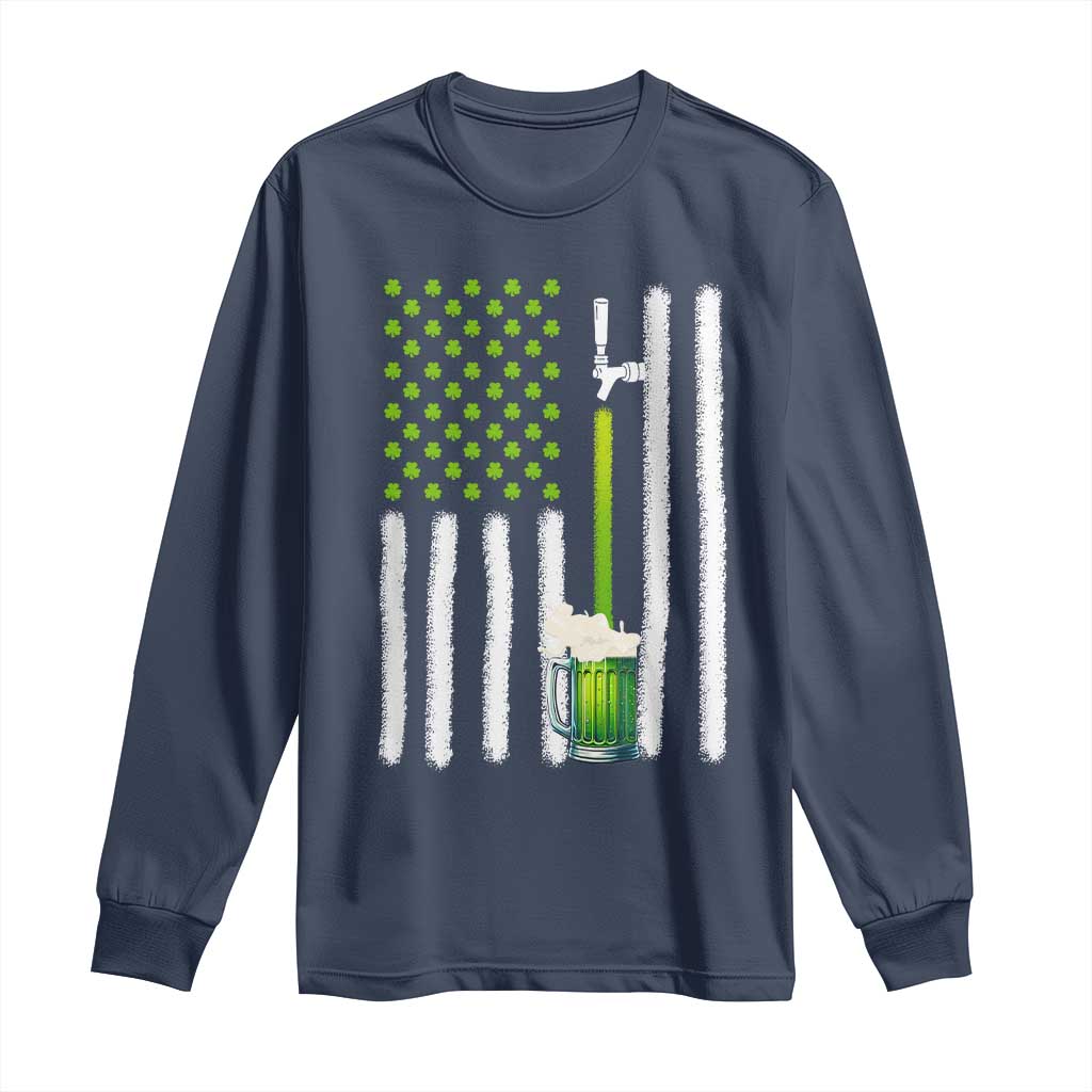 St. Patricks Day Irish Beer American Flag Long Sleeve Shirt Brewery Craft Beer