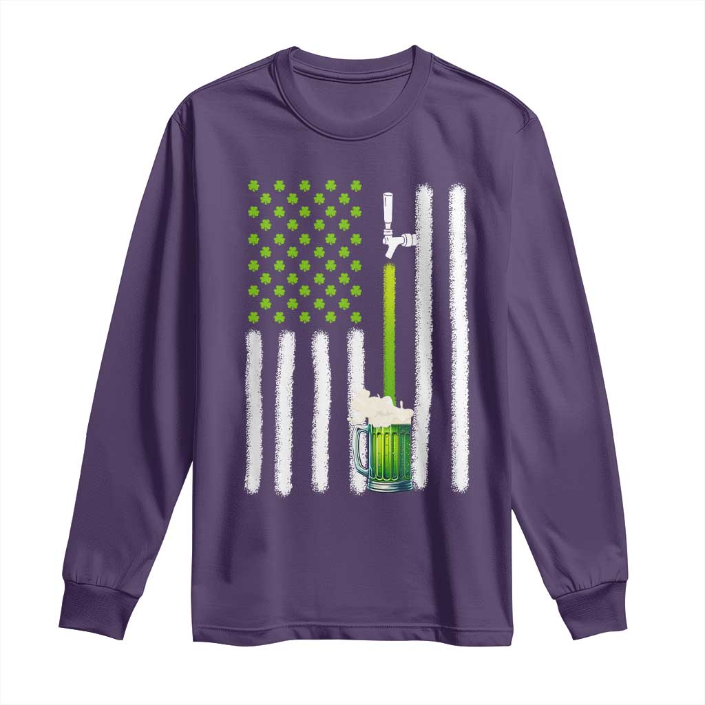 St. Patricks Day Irish Beer American Flag Long Sleeve Shirt Brewery Craft Beer