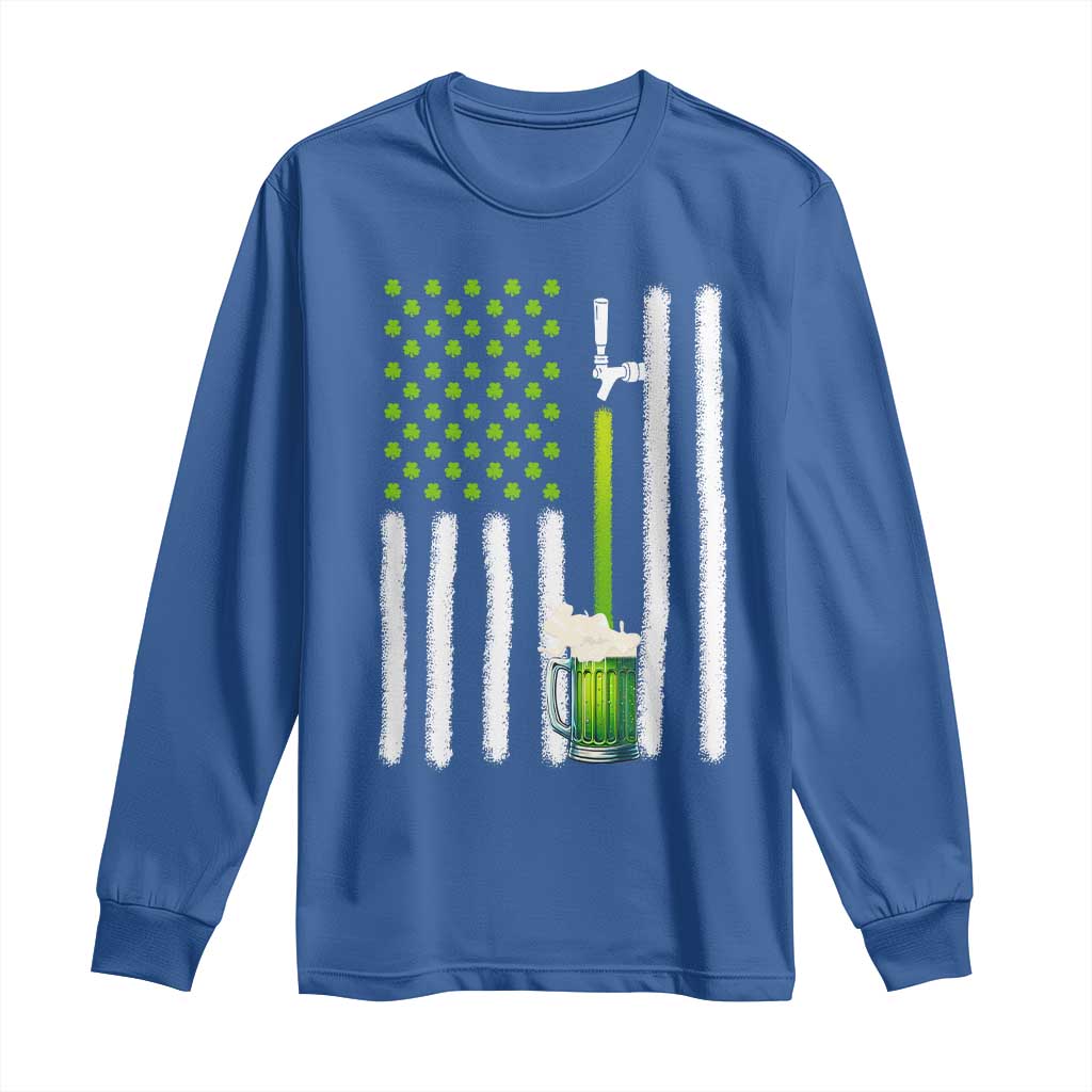 St. Patricks Day Irish Beer American Flag Long Sleeve Shirt Brewery Craft Beer