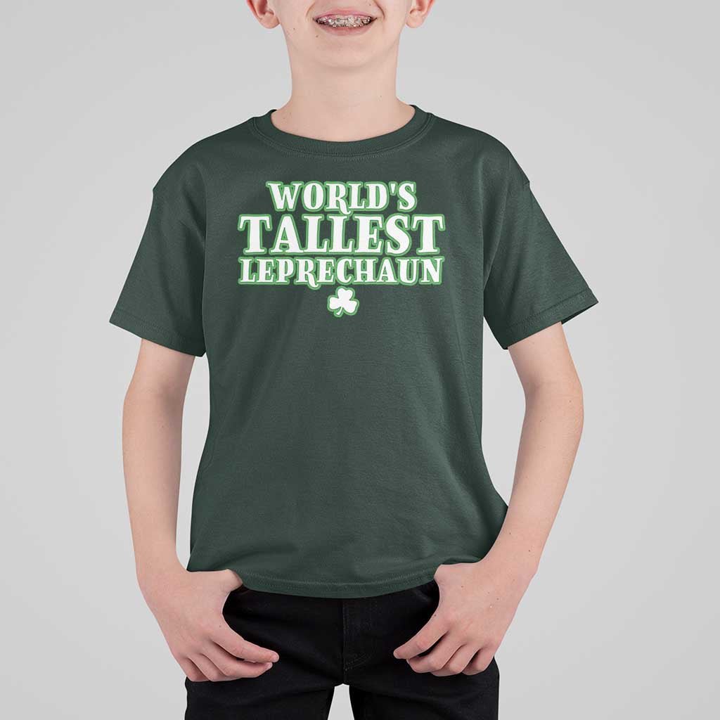 Funny St. Patrick's Day T Shirt For Kid Saint Irish Pats Sarcastic World's Tallest Leprechau