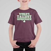 Funny St. Patrick's Day T Shirt For Kid Saint Irish Pats Sarcastic World's Tallest Leprechau