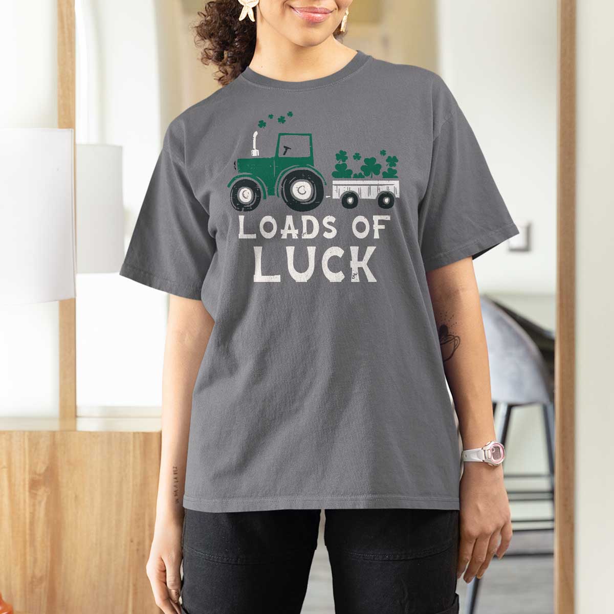 Boys St Patricks Day T Shirt For Women Loads Of Luck Lucky Tractor Truck Toddler Boys